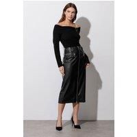Faux Leather Zip Detail Skirt