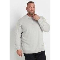 Big & Tall Men's Knitted Long Sleeve Zip Polo Shirt