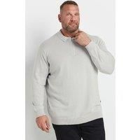 Big & Tall Men's Knitted Long Sleeve Zip Polo Shirt