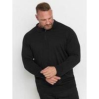 Big & Tall Men's Knitted Long Sleeve Zip Polo Shirt