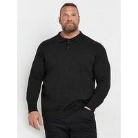 Big & Tall Men's Knitted Long Sleeve Polo Shirt