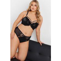 Yours Curve Women's Plus Size Lace Detail Satin Briefs