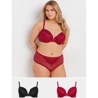 Yours Curve Women's Plus Size 2 Pack Floral Embroidered Padded Bras