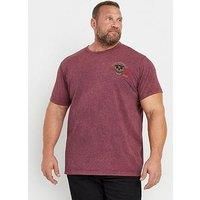 BadRhino Big & Tall Acid Wash /'Nevada Motorheads/' Slogan T-Shirt - Men/'s - Plus Size Curve Red