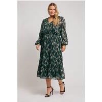 Yours Women's Abstract Print Midaxi Dress in Green | Size: 16