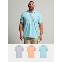 Big & Tall 3 Pack Tipped Polo Shirts