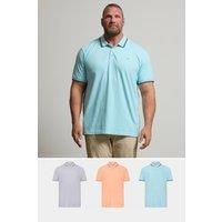 Big & Tall 3 Pack Tipped Polo Shirts