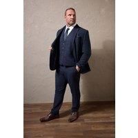 Big & Tall Men's Navy Blue & Rust Orange Tweed Trousers