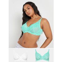 Yours Curve Women's Plus Size 2 PACK Lace Underwired Mesh Bras