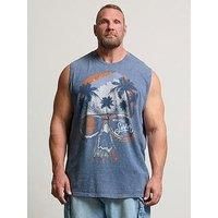 Badrhino Acid Wash Graphic Vest - Blue