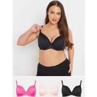 Yours Curve Women's Plus Size 3 Pack Mesh Animal Underwired Bras