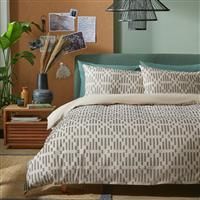 Habitat Cotton Clipped Stripe Beige Bedding Set - Superking