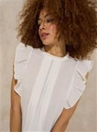 EVERBELLE White Pintuck Frill Detail Blouse 6