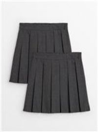 2 Pack Grey Permanent Pleat Skirts Generous Fit 5 years