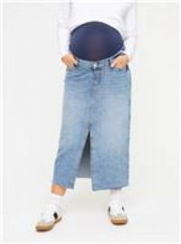 MATERNITY Overbump Mid Wash Denim Maxi Skirt 8