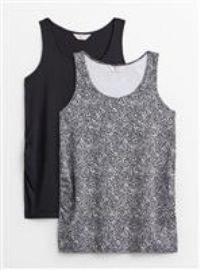 MATERNITY Black & Ditsy Vest Tops 2 Pack 16