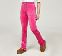 Juicy Couture Girls Diamante Velour Bootcut Joggers - Fuchsia Purple