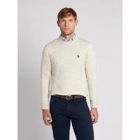 U.S. POLO ASSN. Men's Lightweight Crew Neck Jumper in Medium Beige | Size: XL