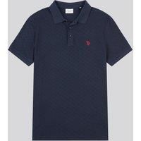 U.S. POLO ASSN. Men's Check Texture Polo Shirt in Dark Navy | Size: 2XL