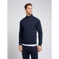 U.S. POLO ASSN. Men's Double Horsemen Zip Loop Back Sweatshirt in Dark Navy | Size: XL