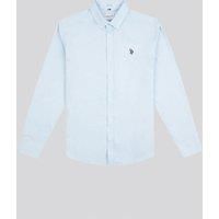 U.S. POLO ASSN. Men's Stretch Cotton Poplin Shirt in Pale Blue | Size: Small