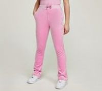 Juicy Couture Girls Diamante Velour Bootcut Pant - Pink - Size L/G