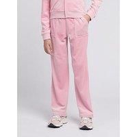 Juicy Couture Girls Mini Diamante Velour Wide Leg Jogger - Light Pink