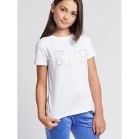 Juicy Couture Girls Diamante Fitted Short Sleeve T-Shirt - White