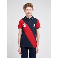 U.S. POLO ASSN. Men's Player 3 Sash Pique Polo Shirt in Dark Navy | Size: 14-15 Years
