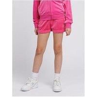 Juicy Couture Girls Diamante Velour Fold Up Short - Dark Pink