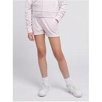 Juicy Couture Girls Diamante Velour Fold Up Short - Light Pink