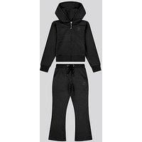 Juicy Couture Younger Girls Diamante Zip Thru & Bootcut Jogger Set - Black
