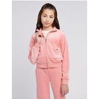 Juicy Couture Girls Popper Funnel Neck Zip Thru - Light Orange