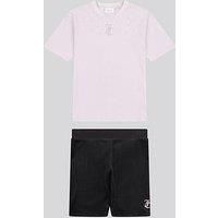 Juicy Couture Girls Loose Tee & Velour Cycling Short Set - Black