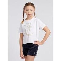 Juicy Couture Girls Boxy Double Neck Tee & Velour Popper Short Set - Navy