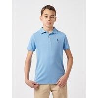 U.S. POLO ASSN. Men's Double Horsemen Rib Polo Shirt in Baby Blue | Size: 15-16 Years
