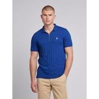 Stripe Textured Zip Polo Shirt
