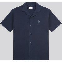 U.S. POLO ASSN. Men's Waffle Texture Revere Shirt in Dark Navy | Size: Large