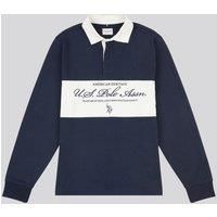 U.S. POLO ASSN. Men's Premium Embroidery Graphic Rugby Shirt in Dark Navy | Size: XL