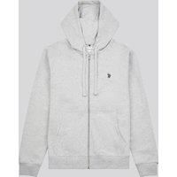 U.S. POLO ASSN. Men's Double Horsemen Loopback Zip Hoodie in Mid Grey | Size: Small