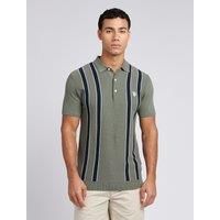 U.S. POLO ASSN. Men's Vertical Stripe Knit Polo Shirt in Dark Olive | Size: Medium