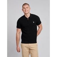 U.S. POLO ASSN. Men's Zip Knit Polo Shirt in Black | Size: 2XL