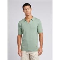 U.S. POLO ASSN. Men's Texture Open Collar Knit Polo Shirt in Light Green | Size: Medium