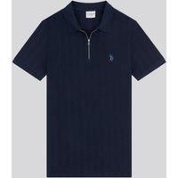 Stripe Textured Zip Polo Shirt