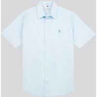 U.S. POLO ASSN. Men's Linen Blend Short Sleeve Shirt in Pale Blue | Size: Medium