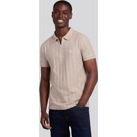 U.S. POLO ASSN. Men's Vertical Stripe Texture Polo Shirt in Natural | Size: Small