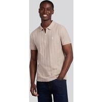 U.S. POLO ASSN. Men's Vertical Stripe Texture Polo Shirt in Natural | Size: Large