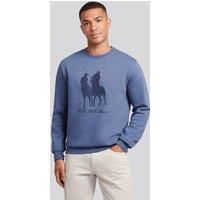 U.S. POLO ASSN. Men's Tonal Double Horsemen Print Crew in Indigo | Size: Medium