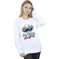 Disney Women/'s Lilo And Stitch Christmas Tree Shades Sweatshirt White X-Large