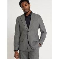 River Island Plain Single Breasted Slim Suit Jacket - Grey